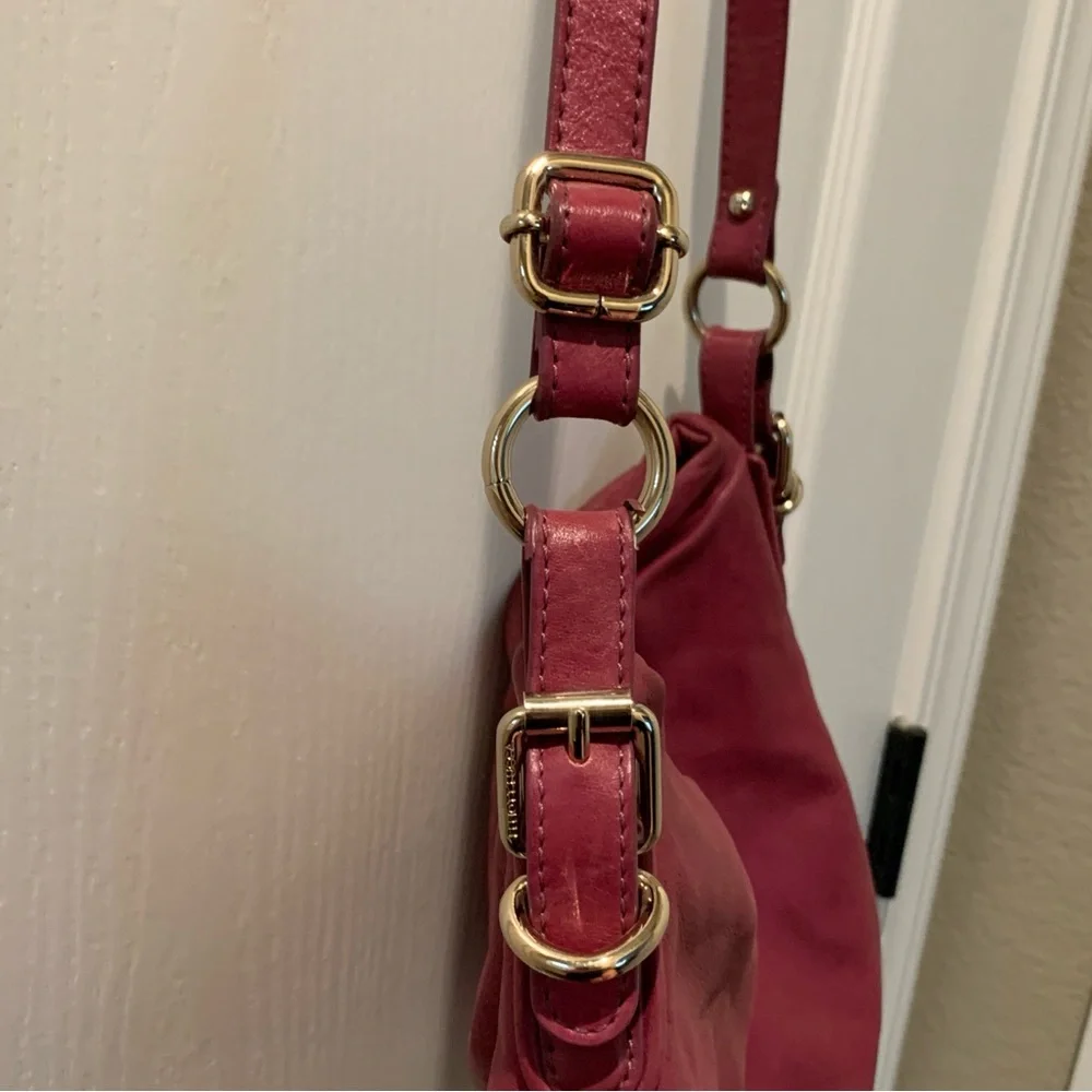 ELLIOTT LUCCA Magenta Leather Hobo Shoulder Bag Purse